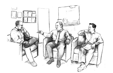 3 Men sitting in chairs