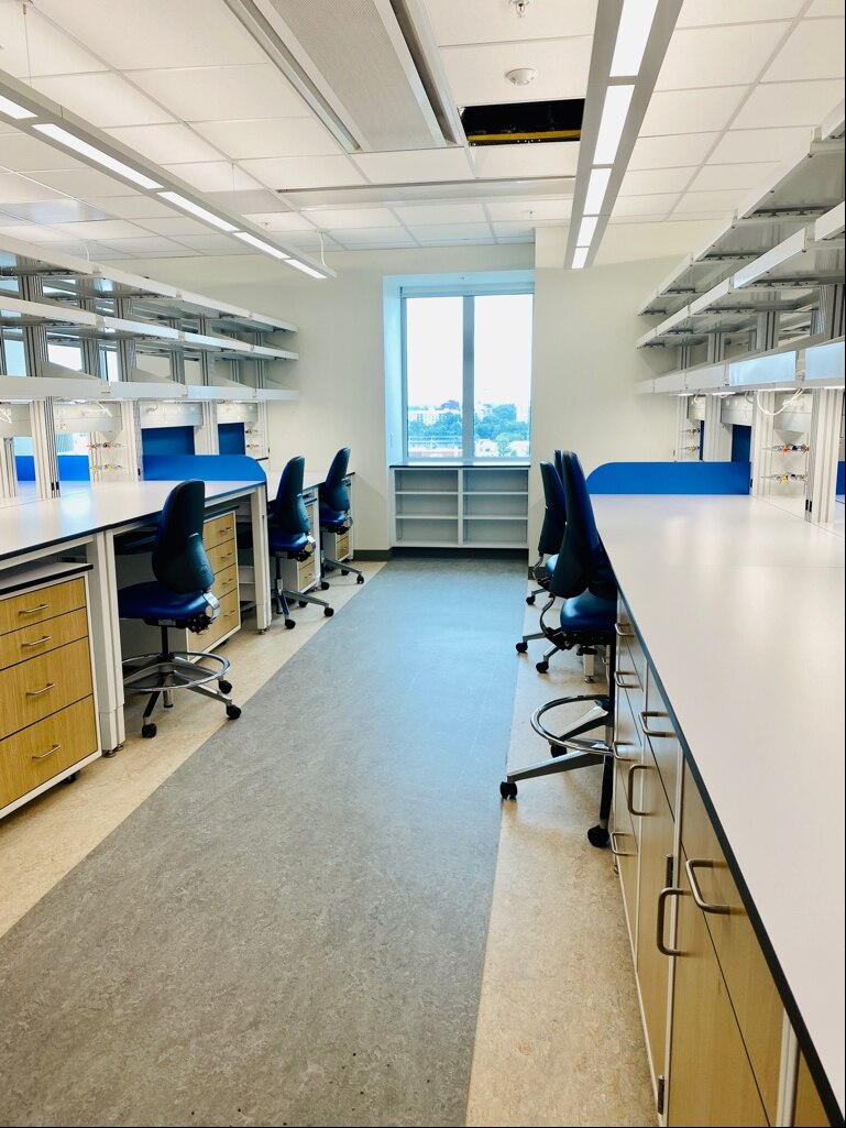 Tables and chairs at the tenth floor of NIH building 10.