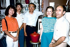 Photo of Professor Hasegawa with some of his students visiting our labs